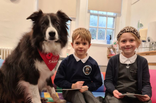 Un chien de thérapie assiste les élèves d'une école primaire dans leur apprentissage de la lecture