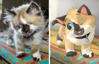 Illustration de l'article : 12 jolis portraits "disneyifiés" d'animaux en situation de handicap