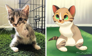 Illustration de l'article : 12 jolis portraits "disneyifiés" d'animaux en situation de handicap