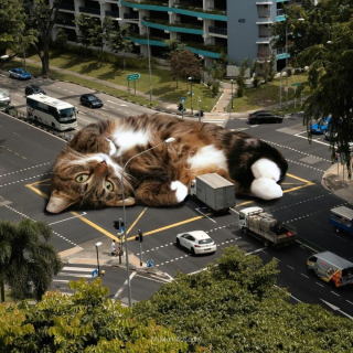 Illustration de l'article : 20 photomontages où des chats colossaux dominent le monde