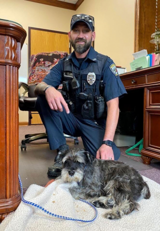 Illustration de l'article : L'acte de bravoure d'un policier pour sauver Sammy, un vieux chien pris au piège dans les eaux d'un lac