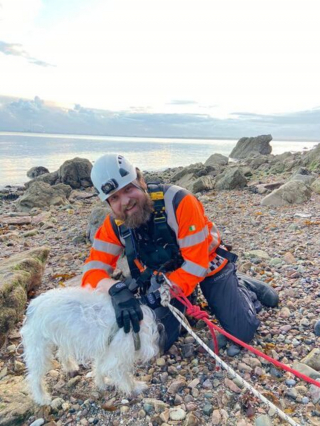 Illustration de l'article : Des secouristes effectuent une opération risquée pour tenter de sauver un chien tombé d'une falaise