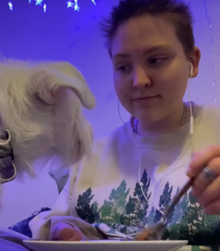 Illustration de l'article : Un chien au passé difficile doit être rassuré par sa maîtresse avant chaque repas (vidéo)