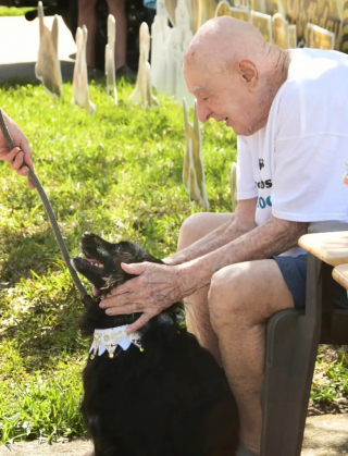 Illustration de l'article : Une femme organise une parade canine pour fêter les 95 ans de son père