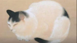 Illustration : "Une femme découvre le sosie de son chat peint sur une toile japonaise de 1906"