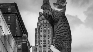 Illustration : "20 photomontages où des chats colossaux dominent le monde"