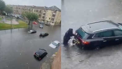 Illustration : Durant une inondation, un chien courageux et sa maîtresse viennent en aide à deux femmes prises au piège dans leur véhicule (vidéo)