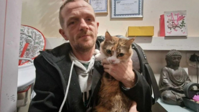 Illustration : Un homme en difficulté peine à trouver un logement à cause de son chat